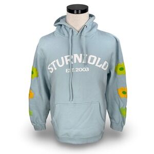 Sturniolo Clothing Light Blue Est 2003 Hoodie Floral Sleeve Print Men's Medium